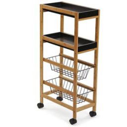 Versa Home Carro de cocina con 4 estantes en aglomerado efecto madera negro