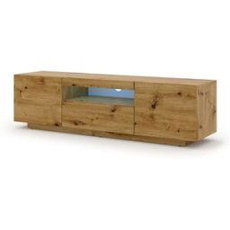 AKL FURNITURE Mueble para TV efecto madera Crema LED
