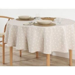Muare Home Mantel redondo antimanchas 100% algodón gris 180 cm