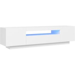 Maison Chic Mueble tv con luces led madera blanco 160x35x40 cm