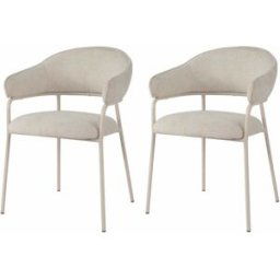 Mobili Rebecca Conjunto de 2 sillas de comedor blanco perla en tela