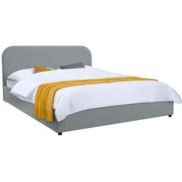Rendez-Vous Déco Cama doble 160x200 cm con caja de tela gris