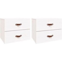 Maison Chic Juego de 2 mesitas de noche de pared madera blanco 50x36x40 cm