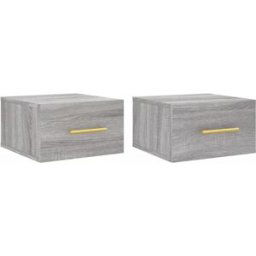 Maison Chic Juego de 2 mesitas de noche de pared madera gris sonoma 35x35x20 cm