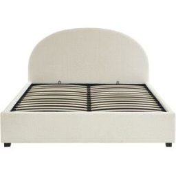 Sorelh Cama con caja en tejido rizado crudo 140x190 con somier incluido