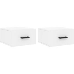 Maison Chic Juego de 2 mesitas de noche de pared madera blanco 35x35x20 cm