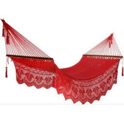 Hamac del sol Hamaca de madera nicaragüense - rojo - 100% algodón - 100 x 360 cm