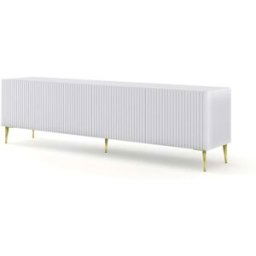 AKL FURNITURE Mueble para TV efecto madera Blanco y Crema LED