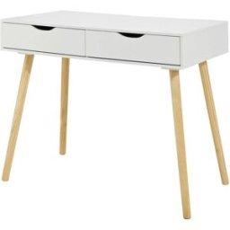 SoBuy Mesa de escritorio con 2 cajones madera color natural