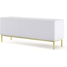 AKL FURNITURE Mueble para TV efecto madera Blanco y Crema LED