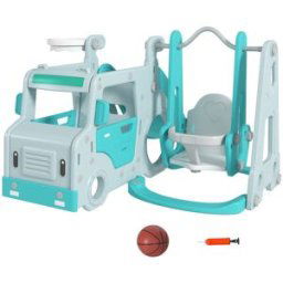 AIYAPLAY Columpio tobogán infantil 201x151x87.5 cm azul claro