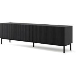 AKL FURNITURE Mueble para TV efecto madera Negro LED