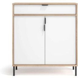 Herdasa Zapatero en melamina roble claro puertas blancas 89x80x29 cm