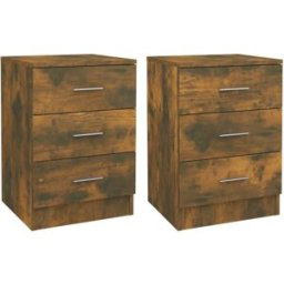 Maison Chic Juego de 2 mesitas de noche contrachapado madera marrón 38x35x56 cm
