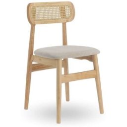 Home Heavenly Pack de 2 sillas con estructura de madera, respaldo de ratán y cojín