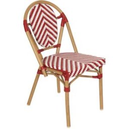 Oviala Silla de jardín estilo bistró parisino en aluminio y ratán rojo.