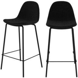 Rendez-Vous Déco Set de 2 sillas para isla de cocina en tela negra 65,5 cm