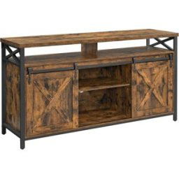 VASAGLE Mueble de tv para 65 pulgadas de color marrón rústico y negro