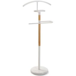 Versa Home Galán de noche moderno en metal y bambú blanco