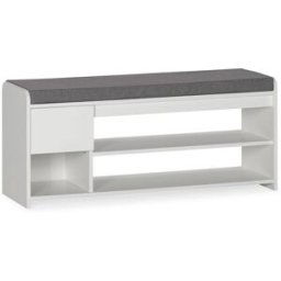 HOMN Banco zapatero color blanco 3 huecos y 1 cajón