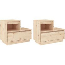 Maison Chic Juego de 2 mesitas de noche madera maciza de pino marrón 60x34x51 cm