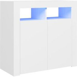 Maison Chic Aparador con luces led madera gris blanco 80x35x75 cm