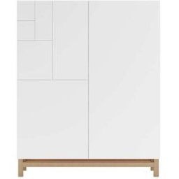Herdasa Zapatero melamina roble claro puertas blanco patas roble 112x90x27cm