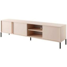 AKL FURNITURE Mueble para TV efecto madera Beige LED