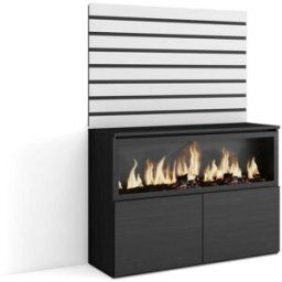 Skraut home Aparador efecto madera blanco 107x35x145cm chimenea efecto fuego
