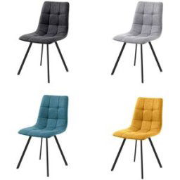 ORESTELUCHETTA Juego 4 sillas tela, patas negro mate 85x46x56 cm cocina