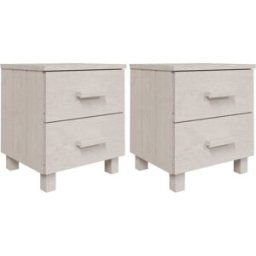 Maison Chic Juego de 2 mesitas de noche pino macizo madera blanco 40x35x44,5 cm