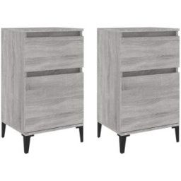 Maison Chic Juego de 2 mesitas de noche color madera gris sonoma 40x35x70 cm
