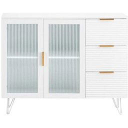 SoBuy Aparador cocina mueble vitrina de cristal madera blanco