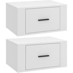 Maison Chic Juego de 2 mesitas de noche de pared madera blanco 50x36x25 cm