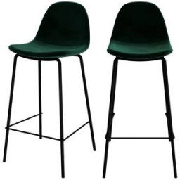 Rendez-Vous Déco Set de 2 sillas para isla de cocina en terciopelo verde oscuro 65 cm