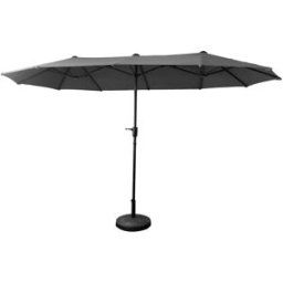 Happy Garden Sombrilla doble 2 x 4 m en acero y tela gris