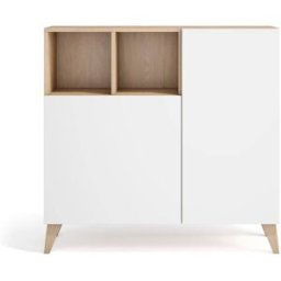 Herdasa Zapatero melamina roble claro puertas blanco 87x90x27 cm