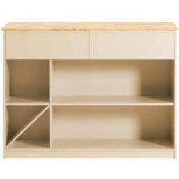 SoBuy Isla de cocina con 2 cajones y compartimentos cúbicos madera beige