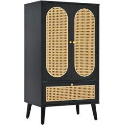 Urban Meuble Aparador de cocina de madera negra con puertas