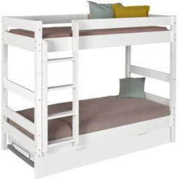 ID Kids Litera con cama nido madera maciza blanco 80x190 cm