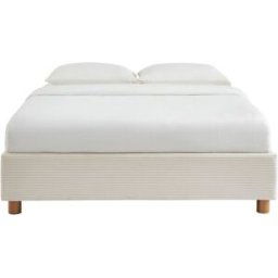 Sorelh Cama con caja de terciopelo crudo 160x200 con somier incluido