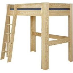 ID Kids Cama alta 2 plazas con escritorio madera maciza natural 120x190 cm