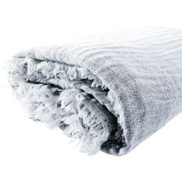 Sia Deco Manta de lino gris perla y blanco 170x130