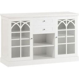 SoBuy Aparador cocina con 2 puertas y 2 cajones madera y vidrio blanco