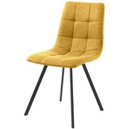 ORESTELUCHETTA Juego 4 sillas tela amarillo mostaza, patas negras 85x46x56 cm cocina