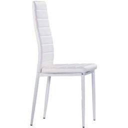Pondecor Set 4 sillas cocina CLAUDIA polipiel blanca y estructura blanca.