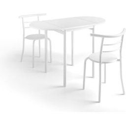 Pondecor Conjunto de cocina eva mesa y 2 sillas blanca. Patas lacadas blanco.