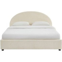 Sorelh Cama con caja en tejido rizado crudo 180x200 con somier incluido