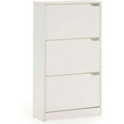 HOMN Mueble zapatero 3 puertas color blanco, para 18 pares