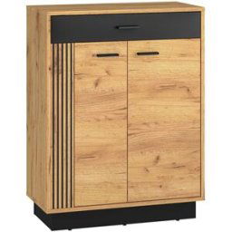 Petits meubles Mueble zapatero 2 puertas abatibles 1 cajón estratificado marrón